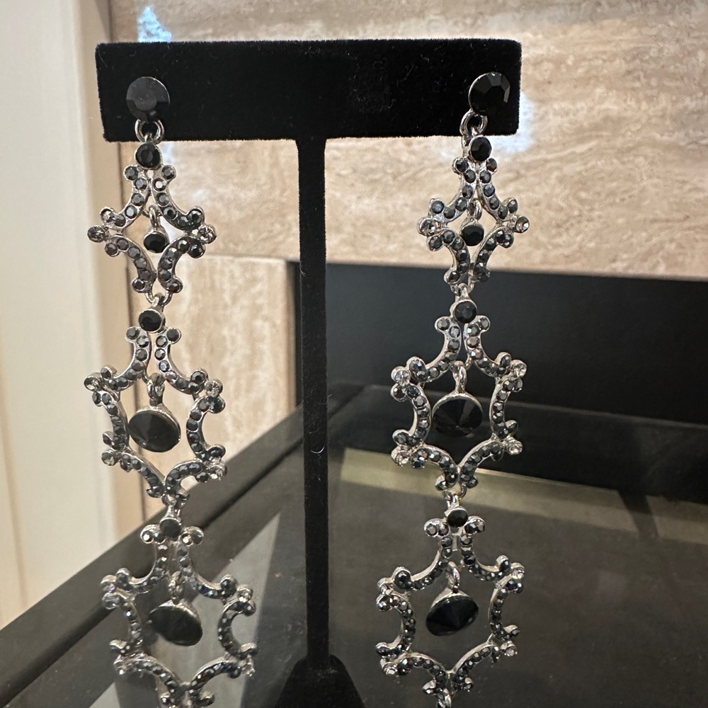 Elegant Black and Silver Dangle Earrings